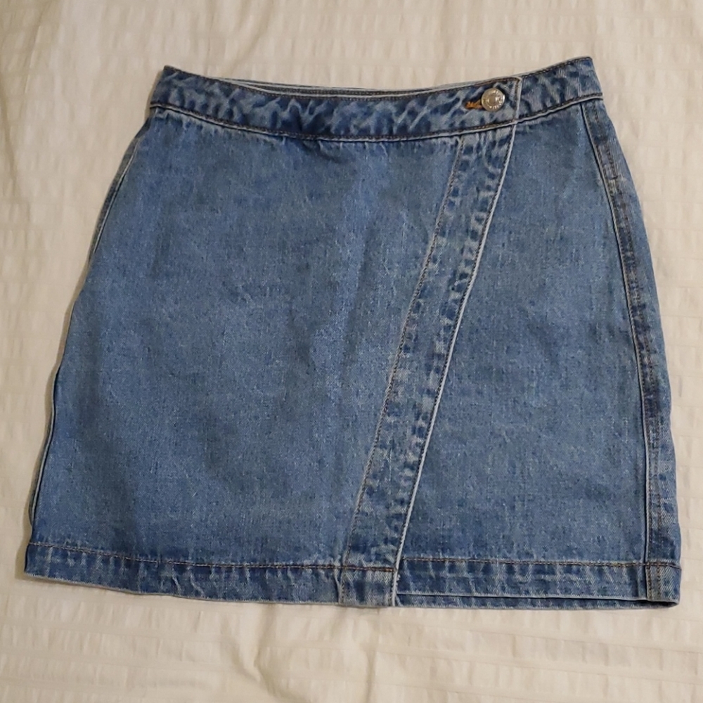 Forever 21 Cross Button Denim Mini Shirt